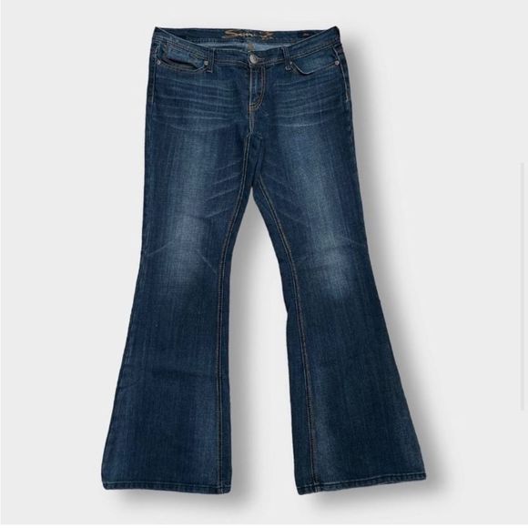 Seven7 Vintage Flare Blue Jeans 9.5 Rise Sz 32 Tall  14 Tall - Picture 4 of 11